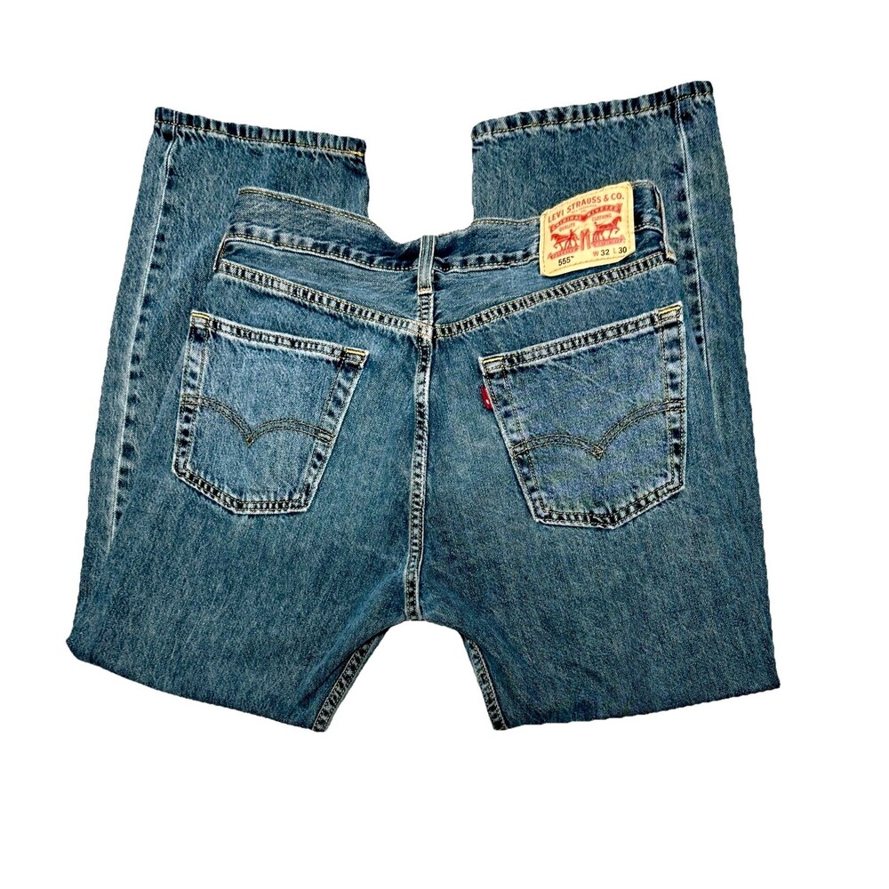 Vintage Levi’s 555 Relaxed Straight Jeans 32x30 Dark Wash USA Mens